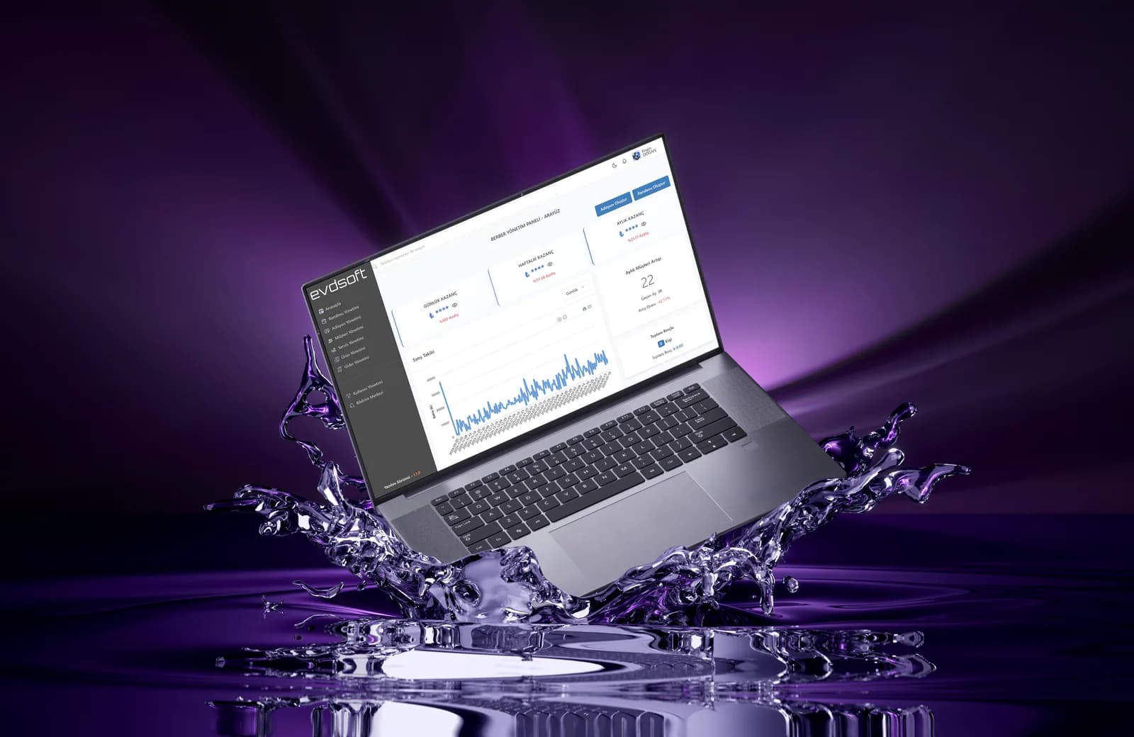EVDSOFT berber programında randevu ve işletme yönetimi ekranı