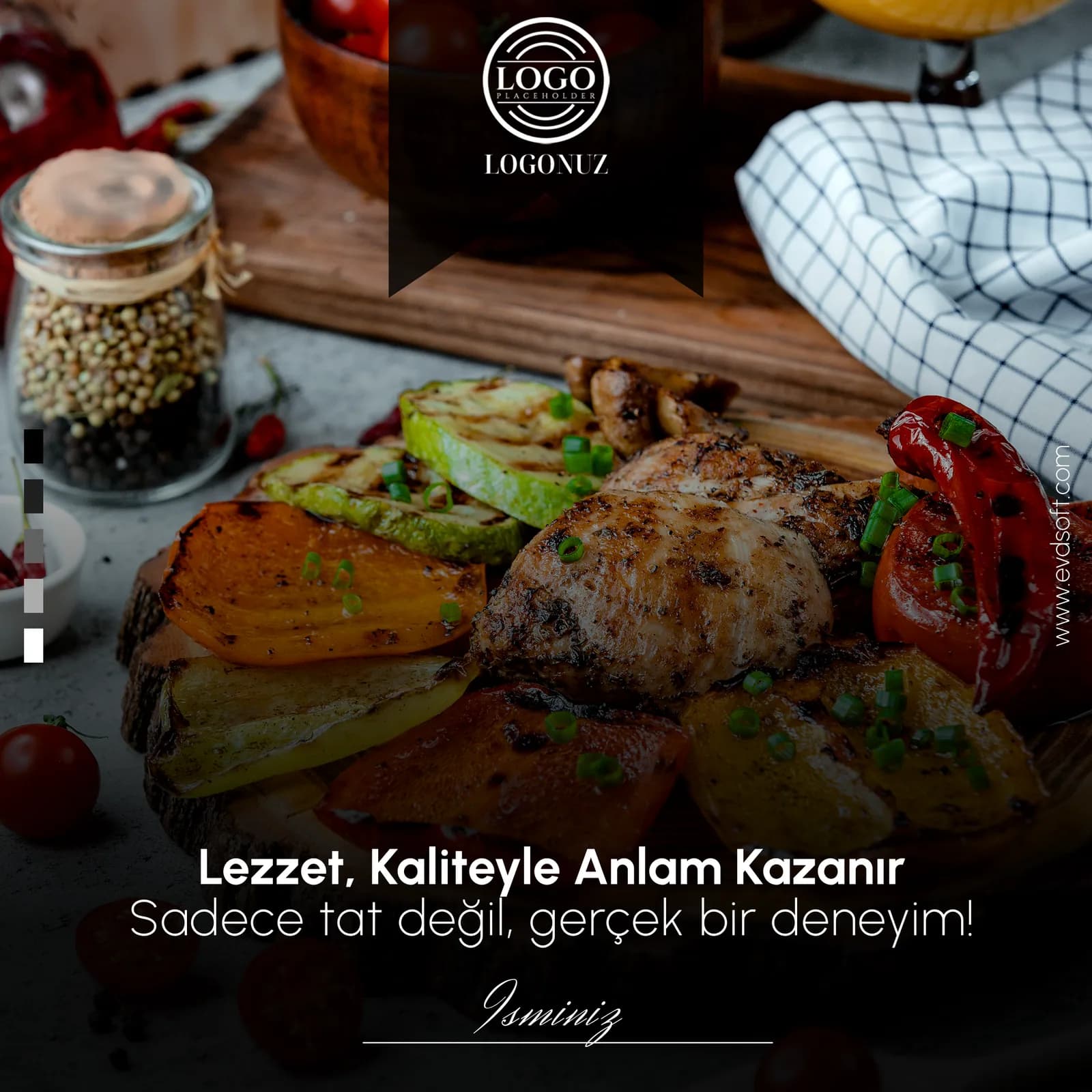 Müşteri deneyimi paylaşımı için restoran post şablonu