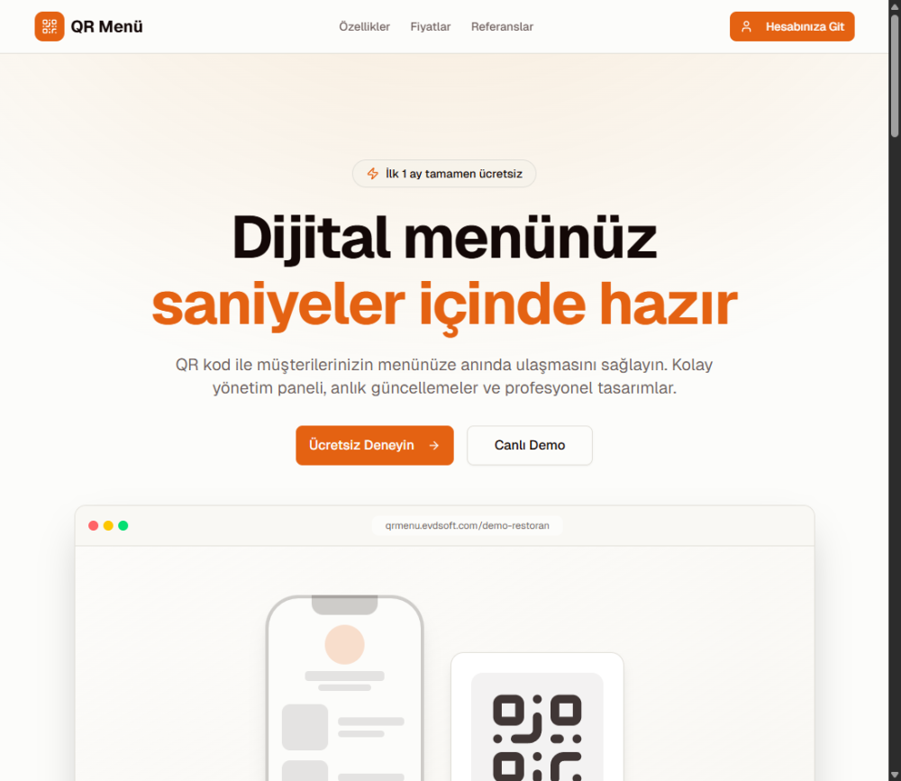 QR Menü Örneği